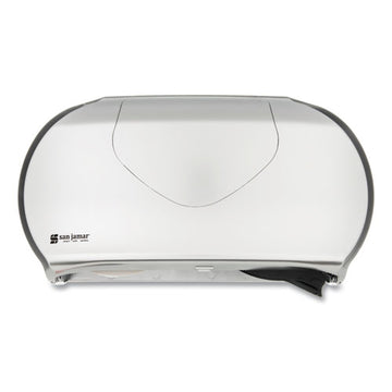 San Jamar® Twin Jumbo Bath Tissue Dispenser, 19 1-4 X 6 X 12 1-4, Faux Stainless Steel freeshipping - TVN Wholesale